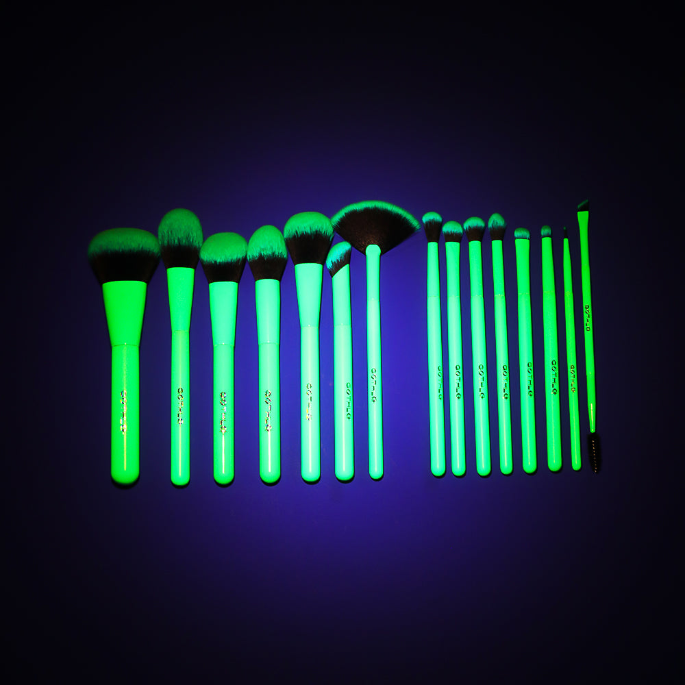 Gothlo™ 15PCS Green DIY handle Fluorescent Makeup Brush Set